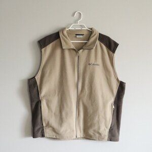 Columbia Men's Sz XL Tan Steens Mountain Sleeveless Full‎ Zip Fleece Vest